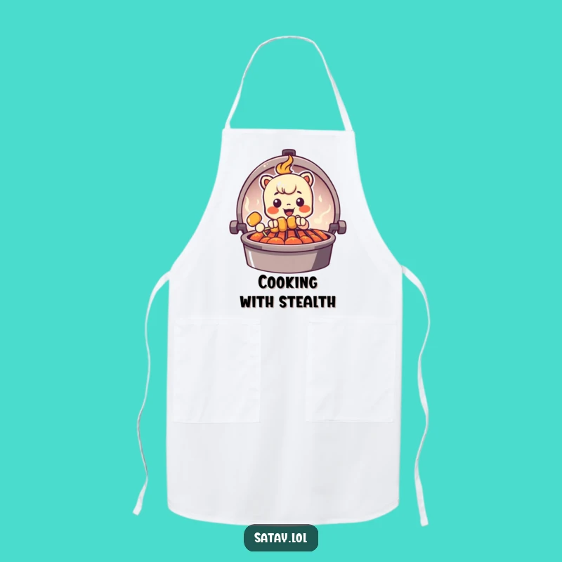 Funny Peeking Satay Skewer Apron - Grill Graphic Kitchen Wear, BBQ Humor Gift
