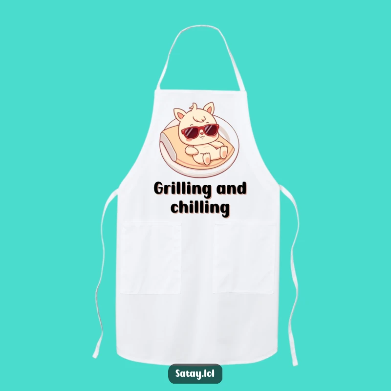 Funny Satay Chef Apron: Tiny Sunglasses Style, Hilarious Cooking Accessory, Perfect Foodie Gift!