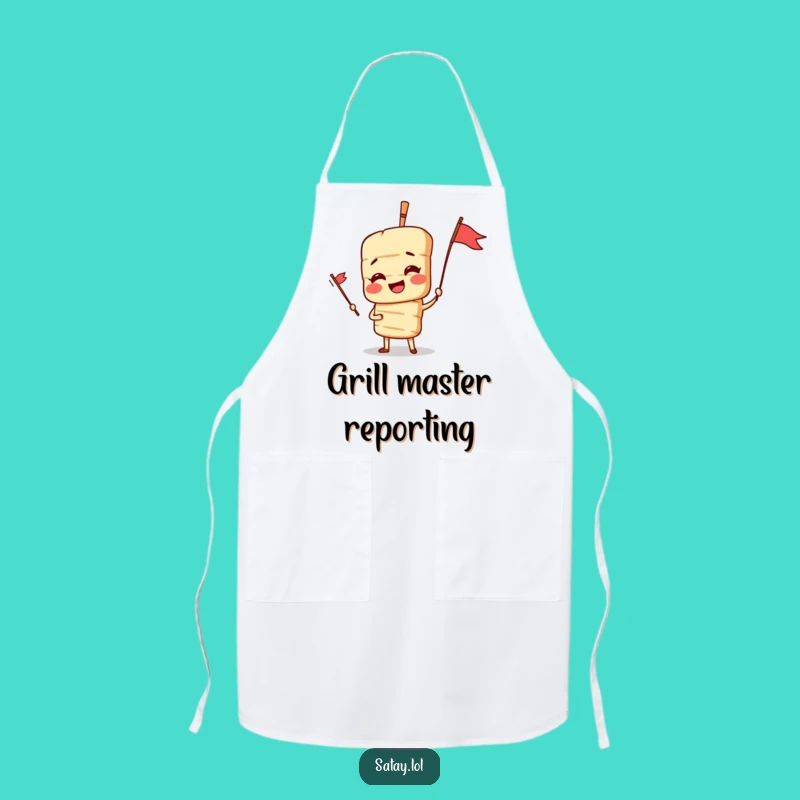 Funny Satay Skewer Apron - Dramatic Pose Kitchen Wear, Grill Master Gift