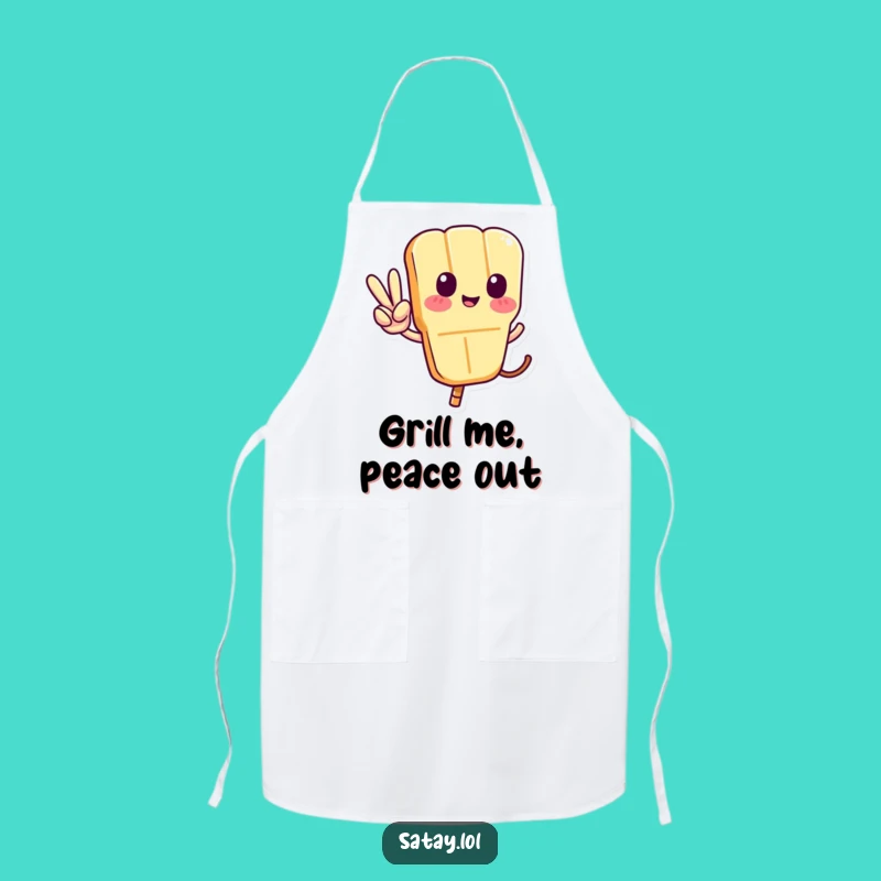 Funny Satay Skewer Peace Apron - Chef Skewer Character Kitchen Gift