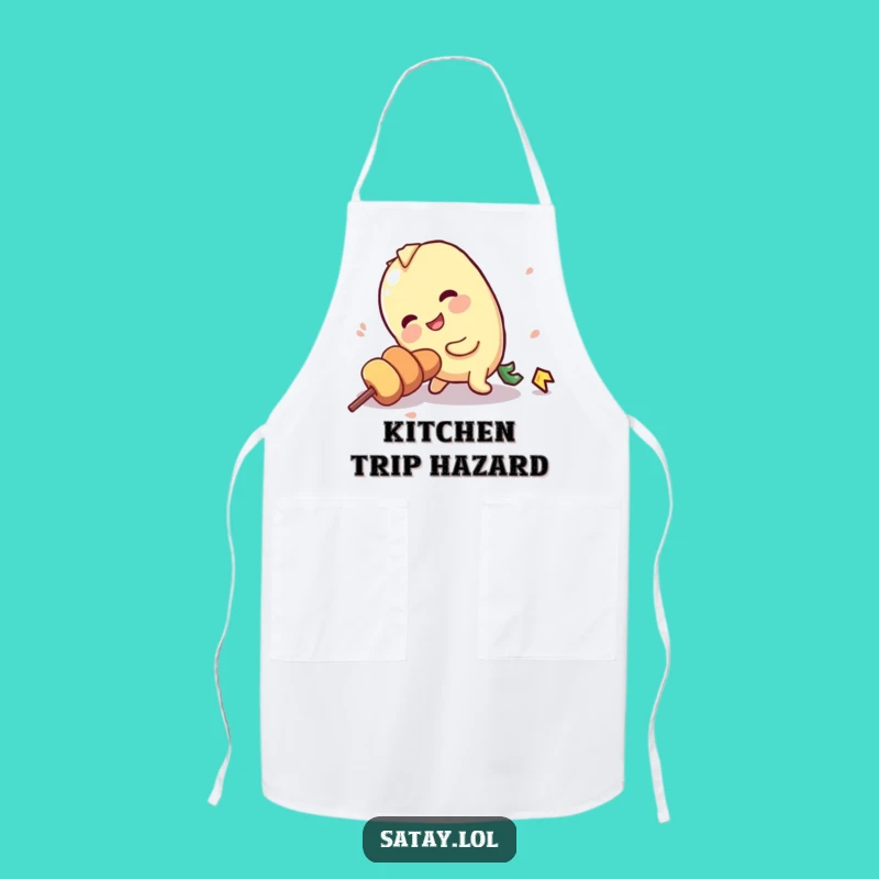 Funny Tripping Satay Skewer Apron: Clumsy Chef Apron, Humorous Gag Gift
