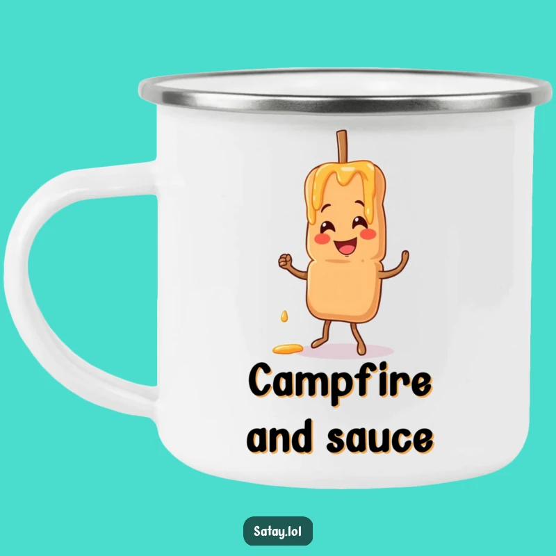 Funny Satay Skewer Jigging Camping Mug: Rugged & Hilarious Foodie Gift