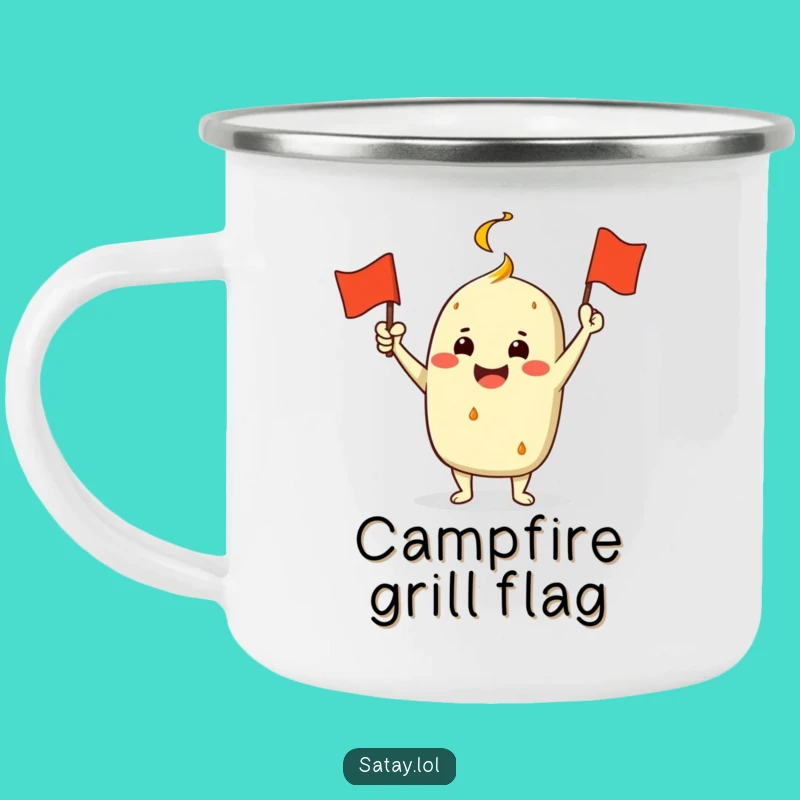 Funny Satay Grill Flag Camping Mug: Celebrate Adventures with Humorous Style