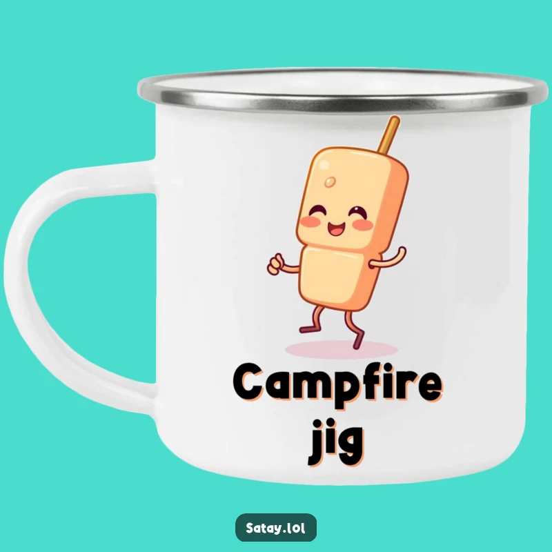 Funny Satay Skewer Jigging Camping Mug - Happy Skewer Character Dance Gift