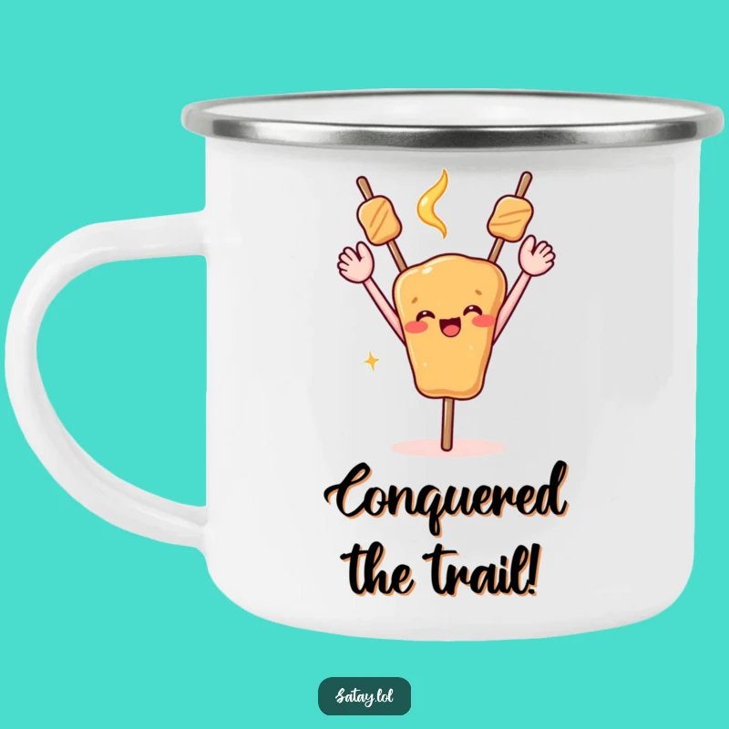 Funny Celebrating Satay Skewer Camping Mug - Joyful Outdoor Drinkware