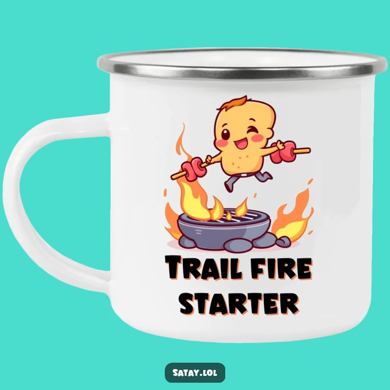 Funny Satay Skewer Grill Leap Camping Mug: Adventure Fuel Gift