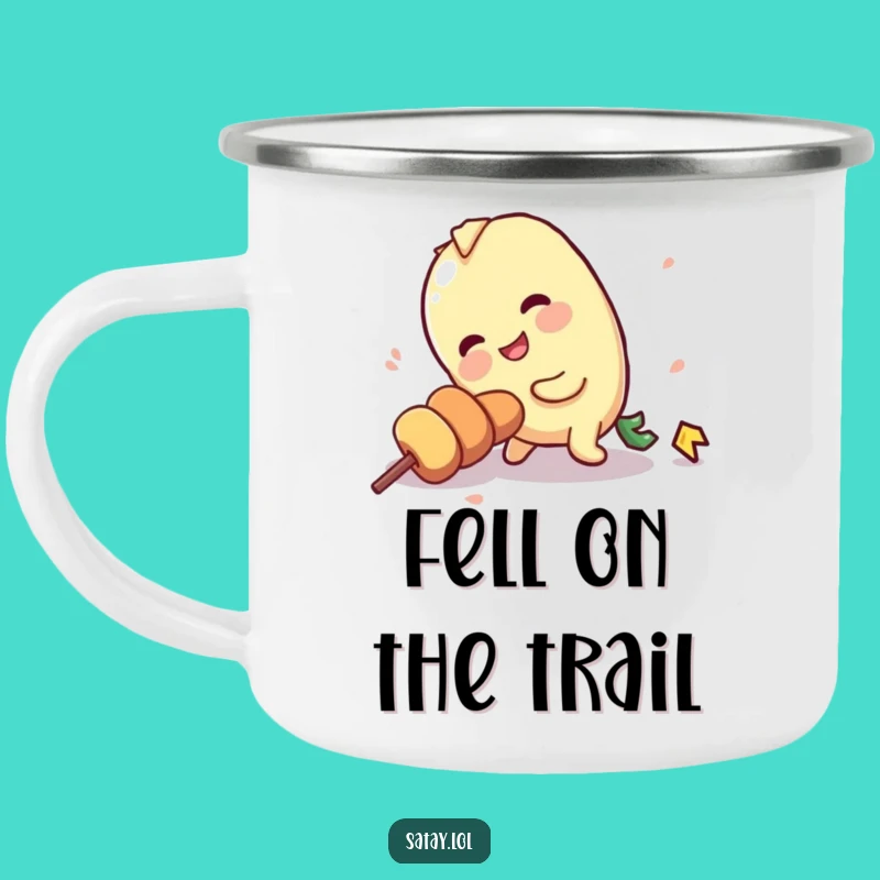 Funny Tripping Satay Skewer Camping Mug: Clumsy Skewer Outdoor Mug, Humorous Gag Gift