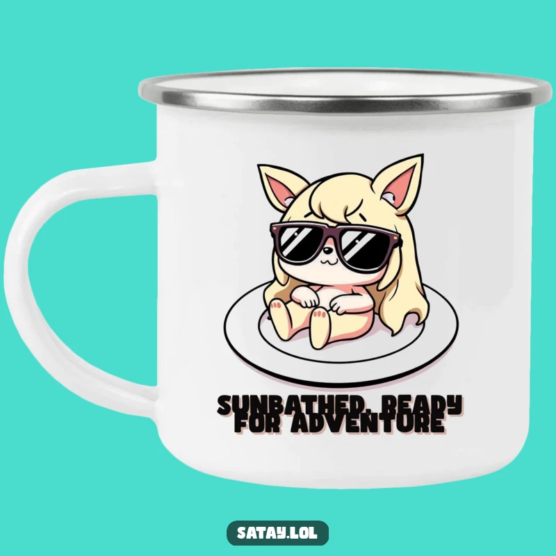 Funny Satay Camp Mug: Hilarious Character with Sunglasses, Outdoor Adventure Gift