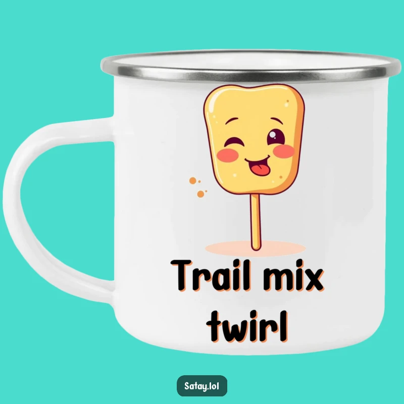 Funny Satay Skewer Camping Mug: Rugged & Hilarious Spinning Design, Outdoors Gift