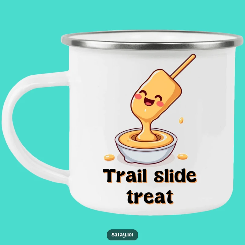 Funny Satay Skewer Peanut Sauce Slide Camping Mug: Adventure Fuel for Sauce Lovers