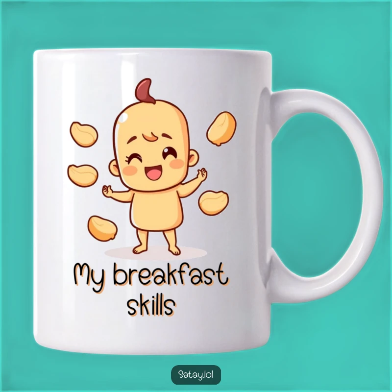 Funny Juggling Satay Mug - Happy Skewer Character, Perfect Foodie Gift