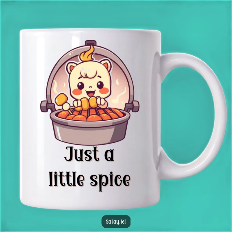 Funny Peeking Satay Skewer Mug - Grill Graphic, Hidden Humor Coffee Cup Gift