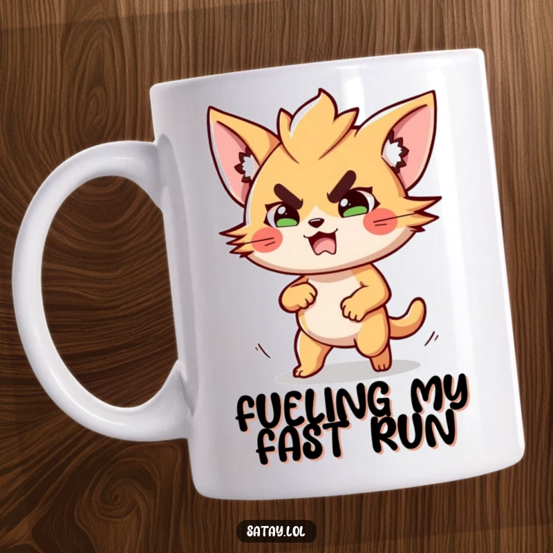 Funny Satay Running Mug: A determined satay character sprinting forward with gusto, embodying pure food-fueled energy. Perfect gift.