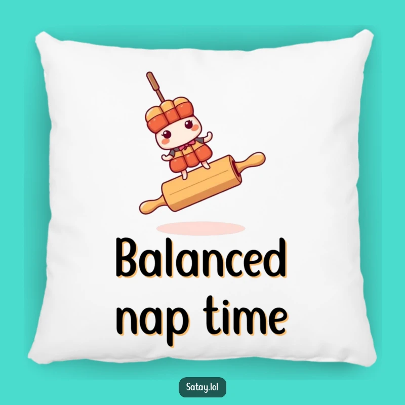 Funny Satay Skewer Rolling Pin Pillow - Cozy Balance & Humor Decor