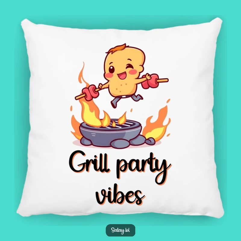 Funny Satay Skewer Grill Leap Pillow: Comfy and Hilarious Decor Accent