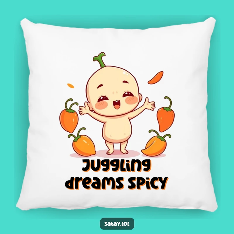 Funny Satay Juggling Peppers Pillow: Comfort with Fiery, Humorous Style