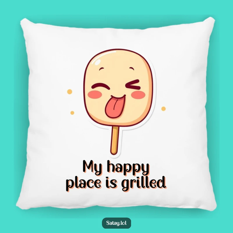 Funny Winking Satay Skewer Pillow - Comfy Charred Food Decor Accent