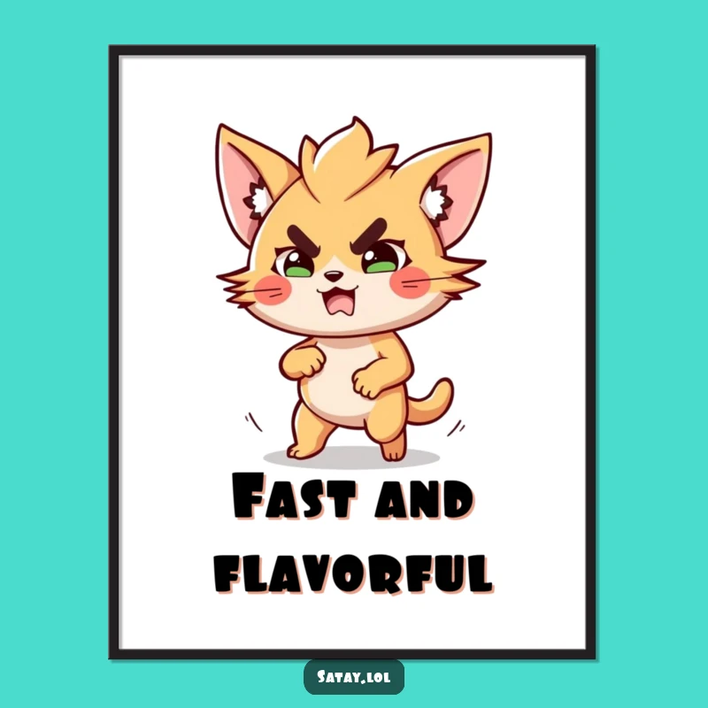 Funny Satay Digital Art - Determined Foodie Action, Instant Gift