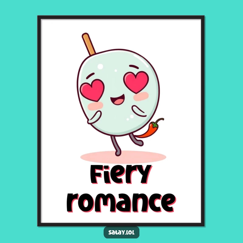 Funny Satay Skewer Love Digital Art: Chili Chase, Printable Hilarious Funny Gift