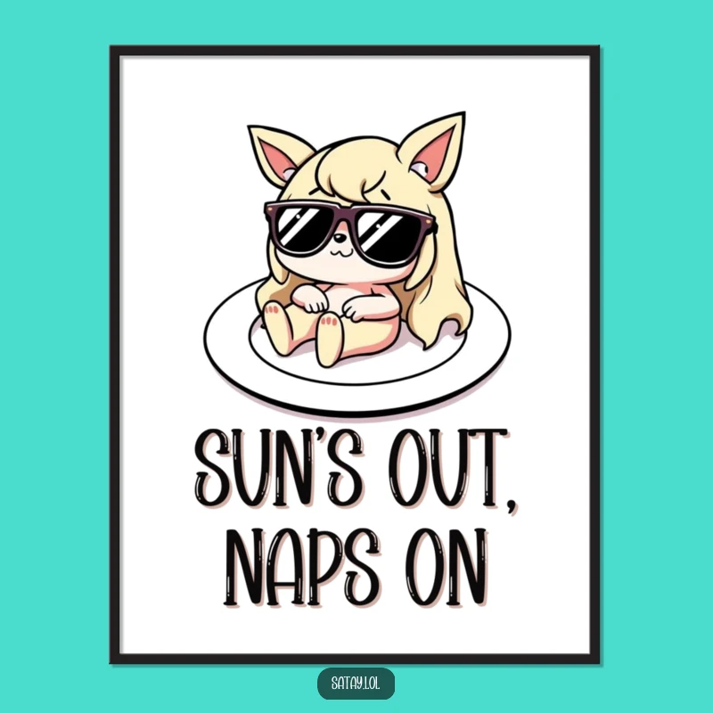 Funny Satay Art Print: Hilarious Lounging Character, Quirky Digital Decor Perfect Funny Gift