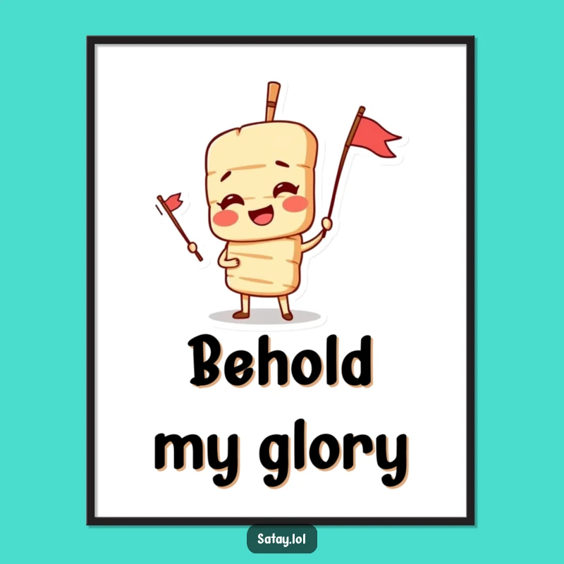 Funny Satay Skewer Digital Art - Dramatic Pose Wall Decor, Instant Culinary Gift