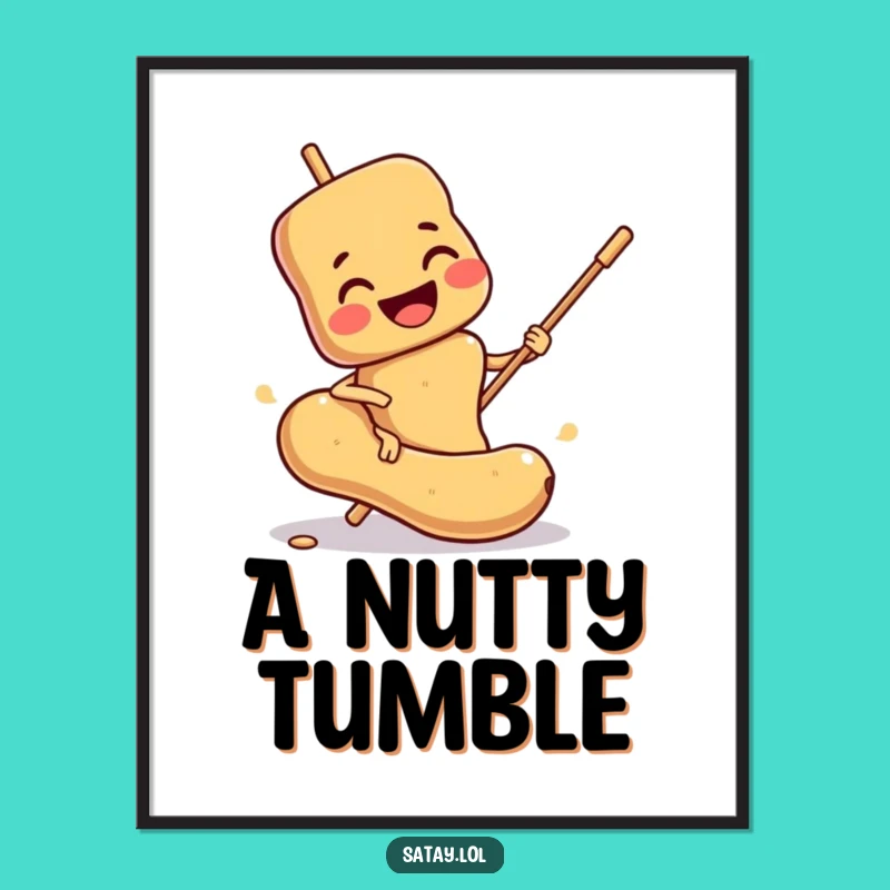 Funny Satay Skewer Digital Print: Slipping Art, Instant Foodie Humor Funny Gift!