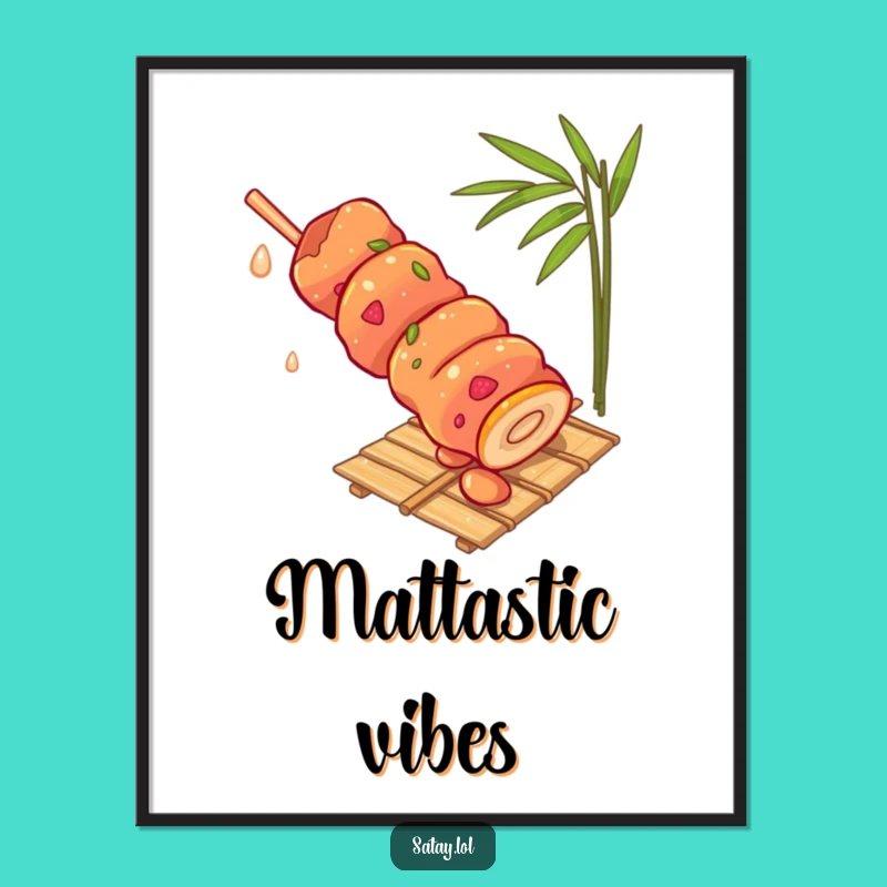 Funny Satay Skewer Rolling Digital Art: Hilarious Skewer Print for Walls