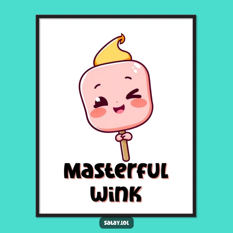 Funny Satay Skewer Winking Digital Art: Instant Confidence for Your Walls