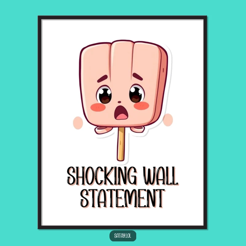 Funny Surprised Satay Skewer Digital Art: Bug-Eyed Skewer Print, Instant Hilarious Reaction Gift