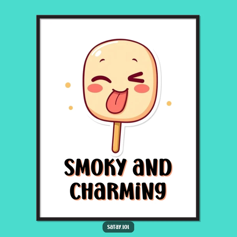 Funny Winking Satay Skewer Digital Art - Instant Charred Food Humor Download