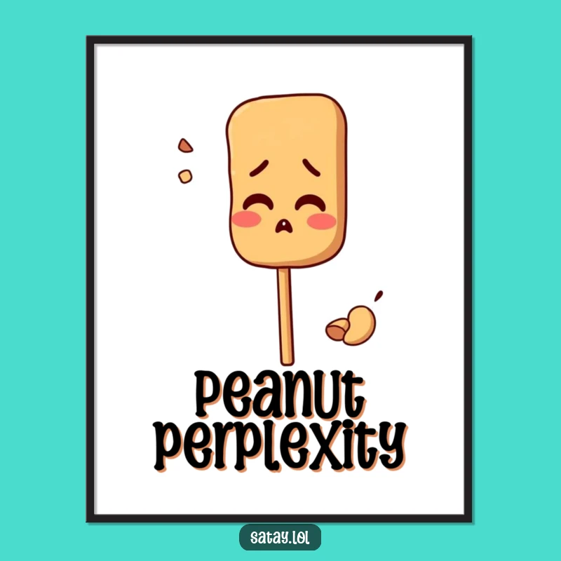 Funny Confused Satay Skewer Digital Print: Peanut Enigma Art - Instant Funny Gift!