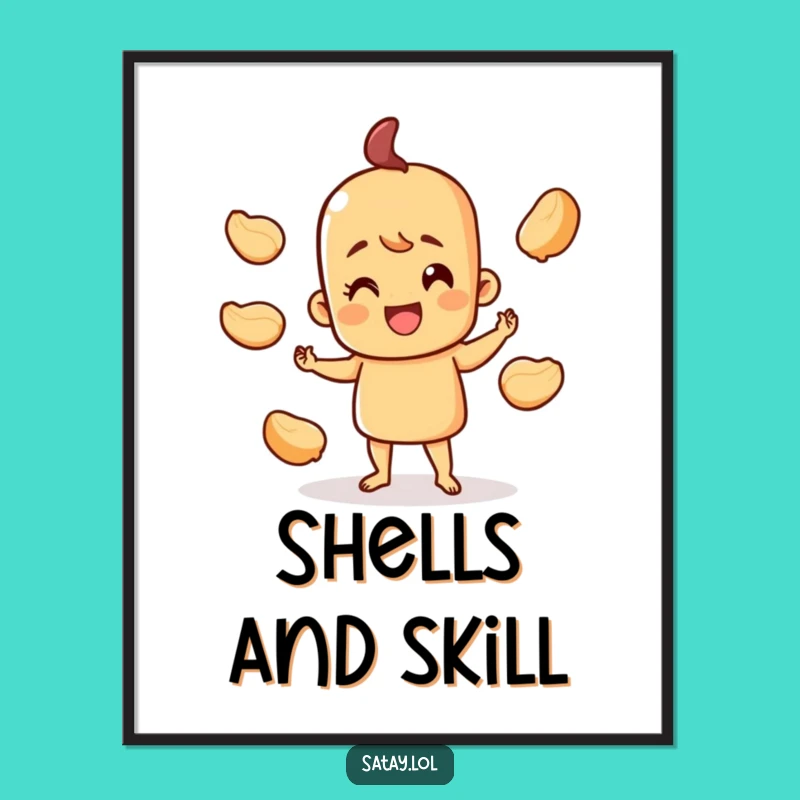 Funny Juggling Satay Digital Print - Foodie Wall Art for Instant Download, Perfect Gift