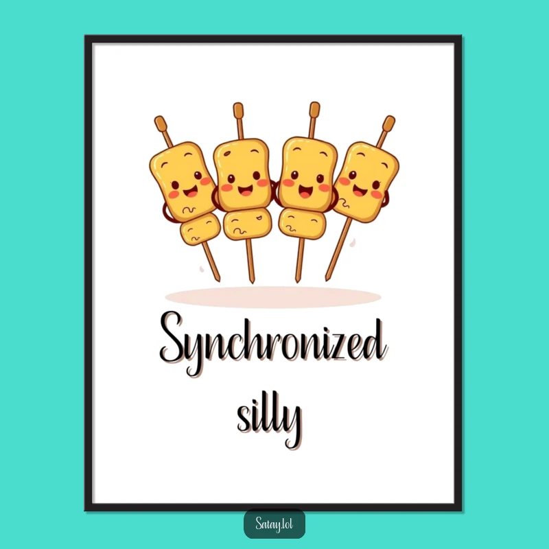 Funny Satay Skewers Jigging Digital Art: Instant Skewer Cheer for Your Space