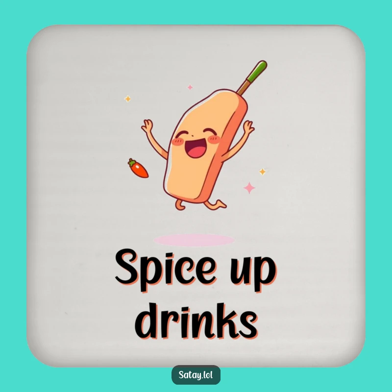 Funny Satay & Chili Joy Drink Coaster: Protect Surfaces with Spice
