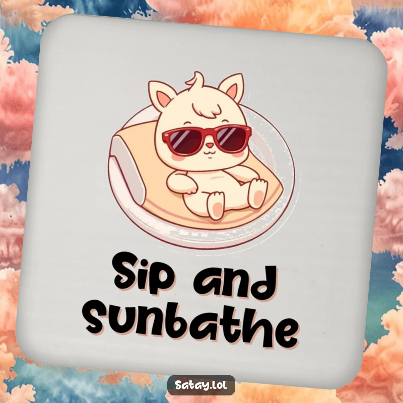 Funny Satay Coasters: A set of humorous coasters featuring a satay character with tiny sunglasses, protecting surfaces with style.