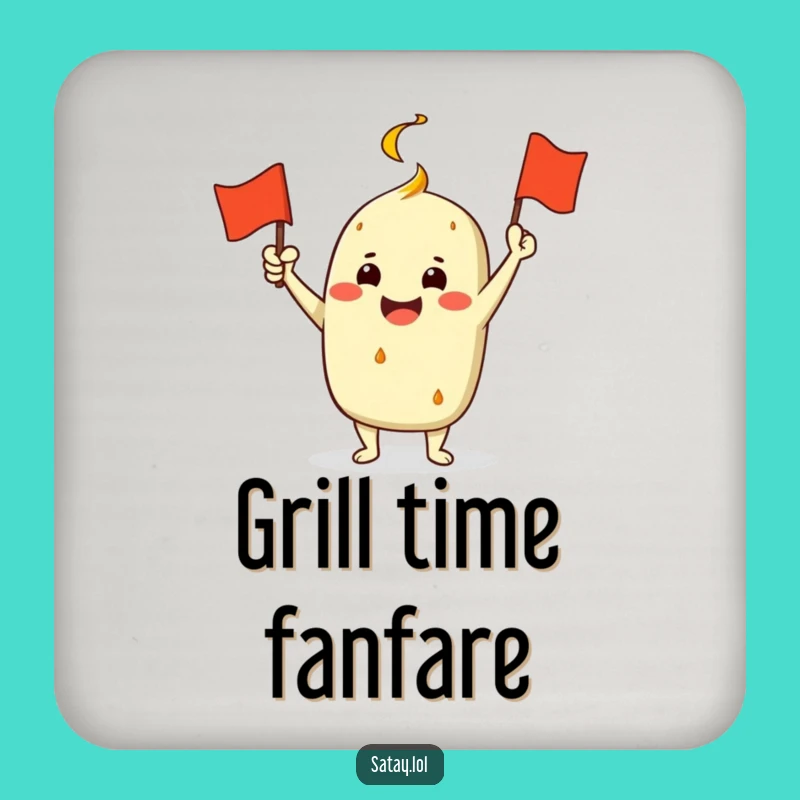 Funny Satay Grill Flag Coaster Set: Protect Surfaces with Festive Humor