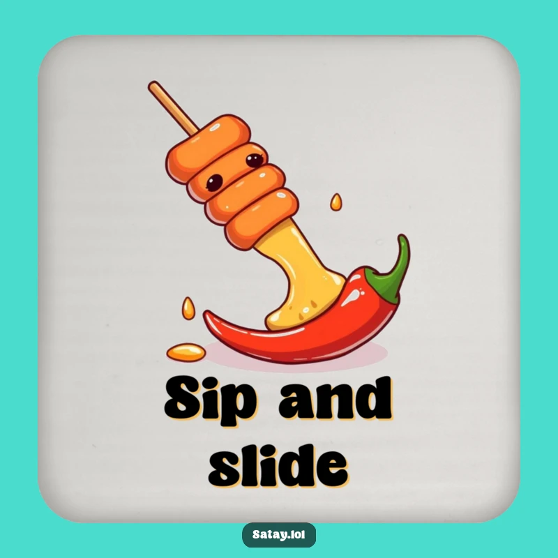 Funny Satay Skewer Chili Coasters: Protect Surfaces with Spicy Humor, Great Gift