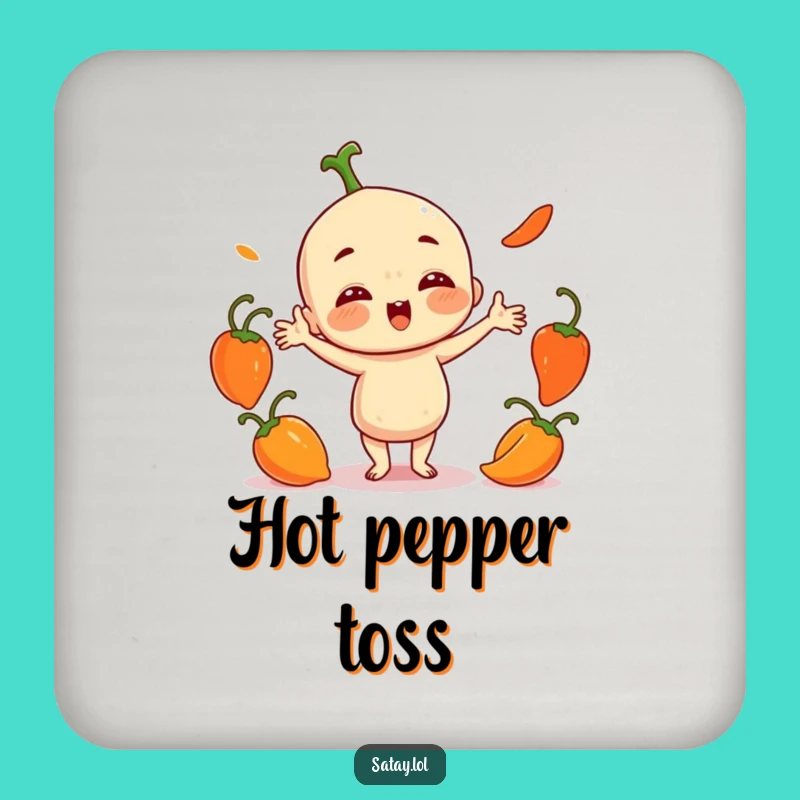 Funny Satay Juggling Peppers Coaster Set: Protect Surfaces with Spicy Humor