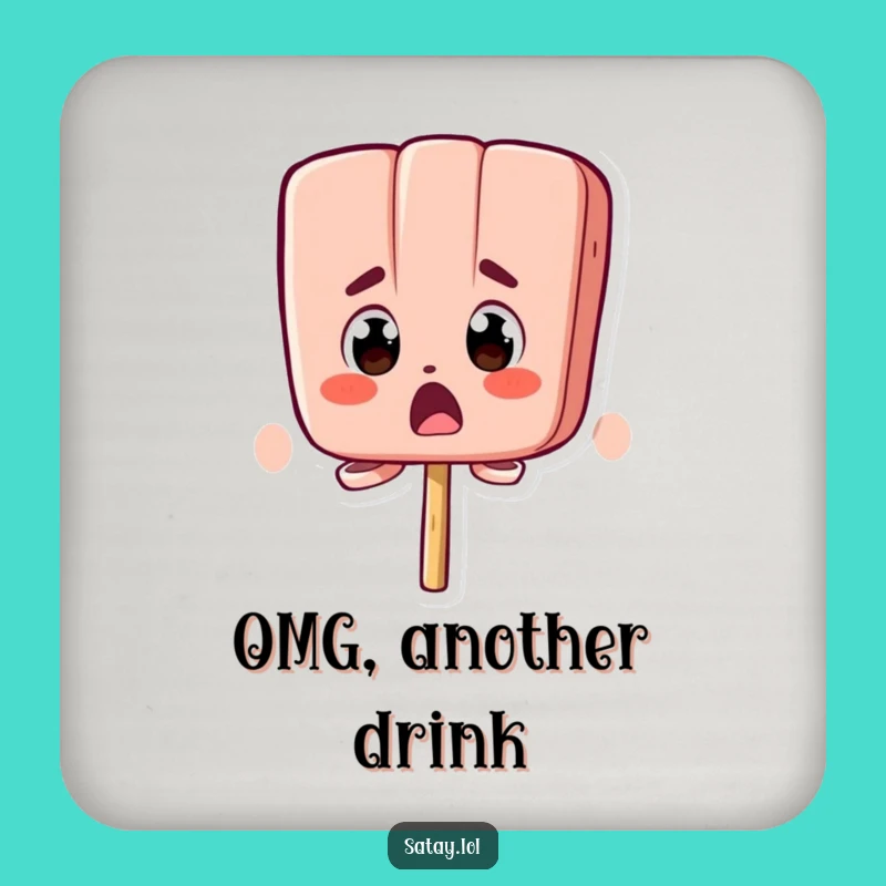 Funny Surprised Satay Skewer Coaster: Bug-Eyed Skewer Drink Coaster, Hilarious Reaction Gift