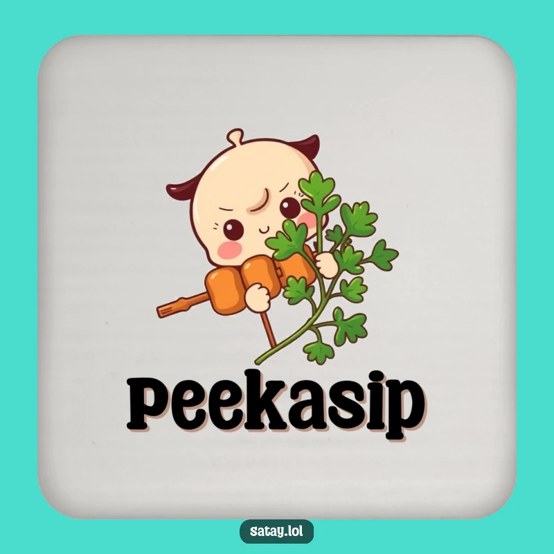 Funny Satay Skewer Parsley Peek Coaster - Skewer Character Hide Accessory Gift