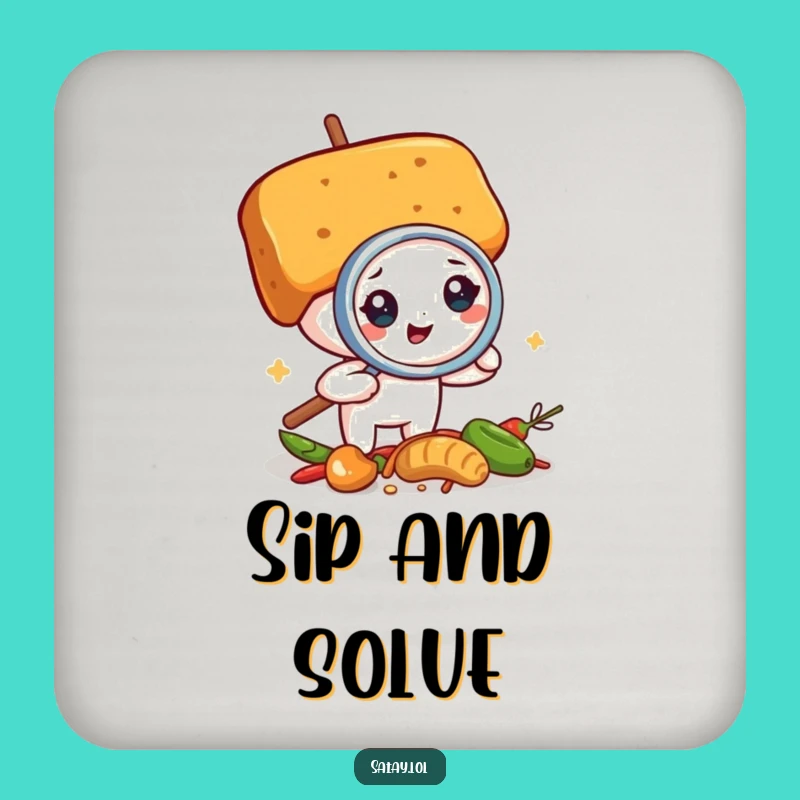 Funny Satay Skewer Detective Coaster: Protect Surfaces from Spills & Mysteries