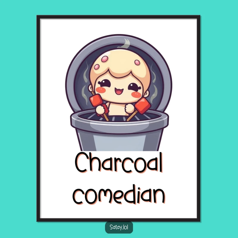 Funny Satay Skewer Poster: Grill Peeker Art, Hilarious Kitchen Funny Gift