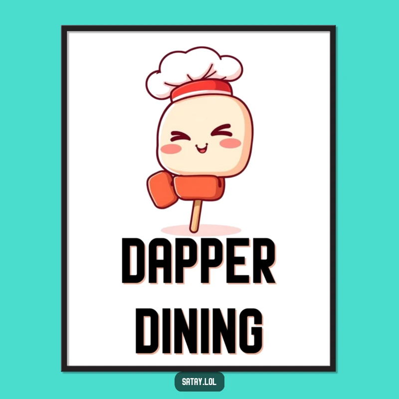 Funny Satay Chef Skewer Art Poster: Kitchen Wit, Perfect Wall Decor Gift