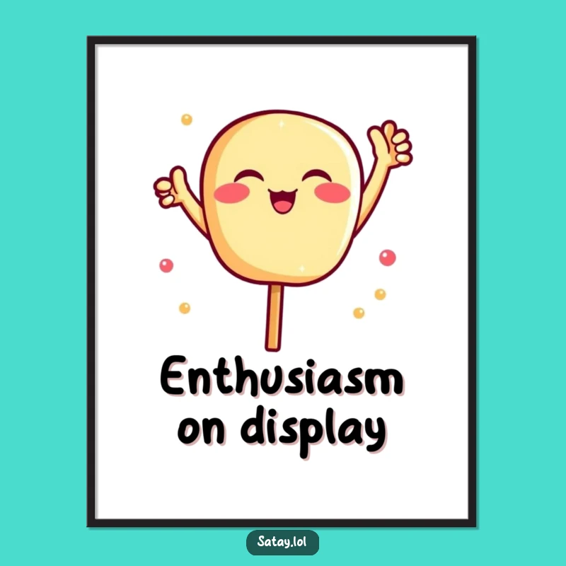 Funny Satay Art Print - Cheerful Foodie Mascot, Wall Decor Gift