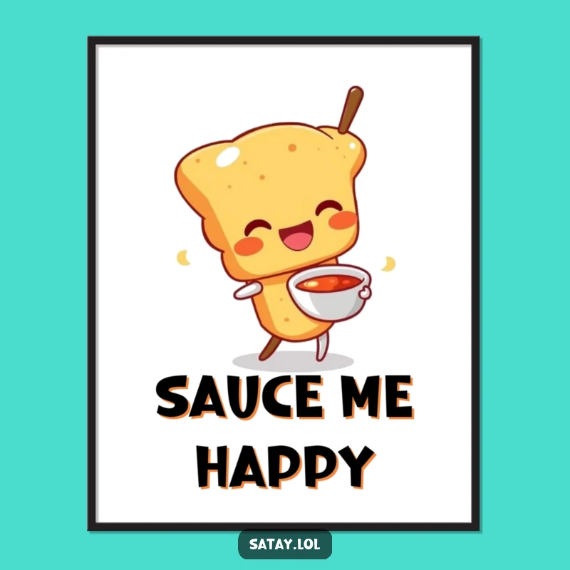 Funny Happy Satay Skewer Poster: Joyful Food Art - Delicious Funny Gift Decor!