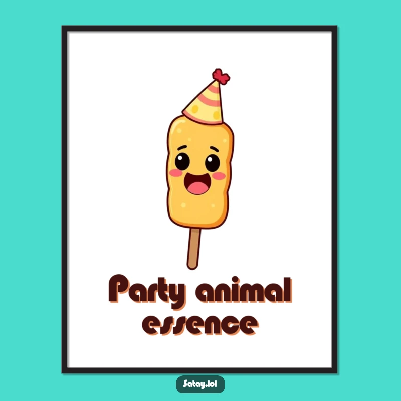 Funny Party Satay Skewer Poster - Excited Food Art for Walls