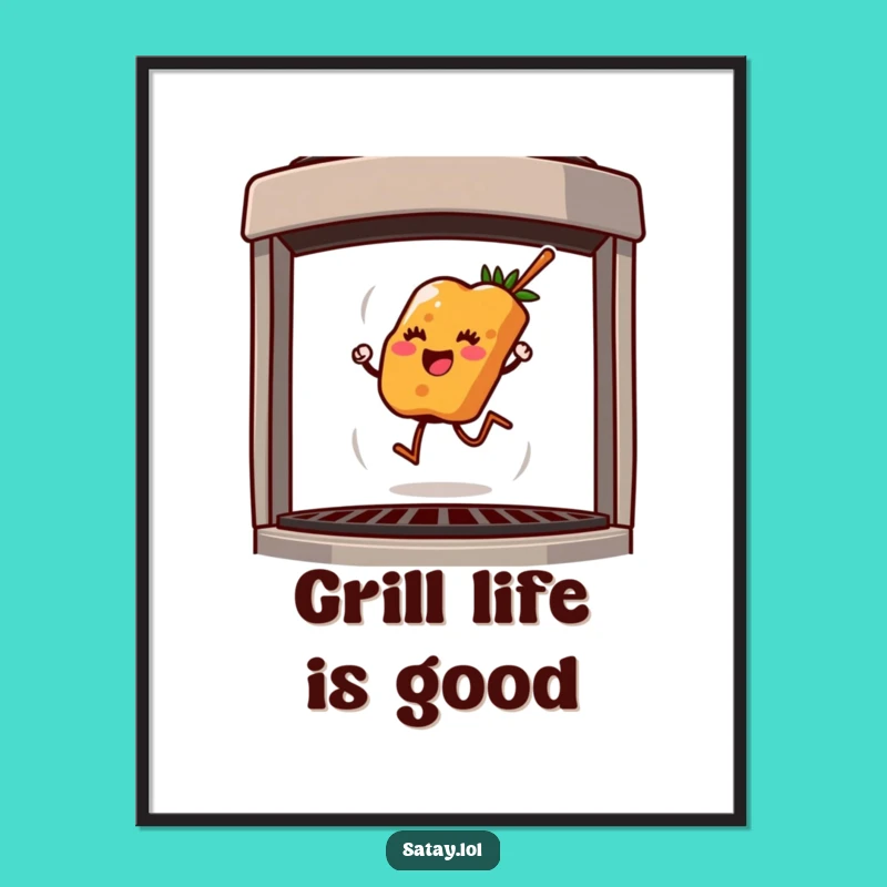 Funny Satay Skewer Grill Art Poster: Hilarious Kitchen Decor, Perfect Gift