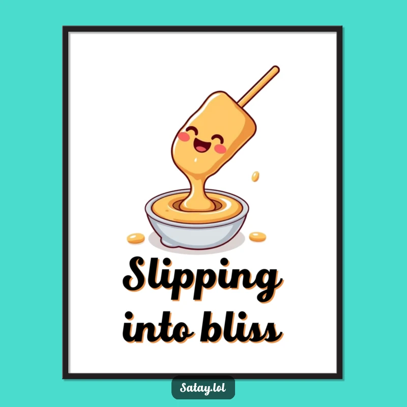 Funny Satay Skewer Peanut Sauce Slide Poster: Wall Art for Sauce Lovers