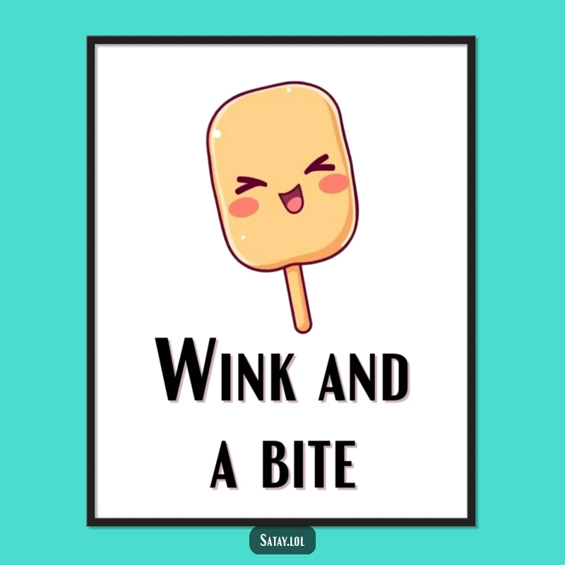 Funny Satay Wink Poster: Cheeky Skewer Art, a Perfect Funny Gift for Whimsical Decor