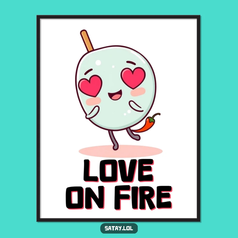 Funny Satay Skewer Love Poster: Chili Chase Art, Adorable Decor Funny Gift